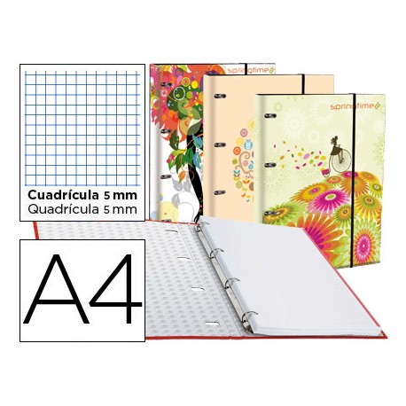 CARPETA LIDERPAPEL DIN A4 FORRADA CON RECAMBIO 120 HOJAS70 GR. 5MM 4ANI. REDONDAS 20MMCIERRE GOMA FA