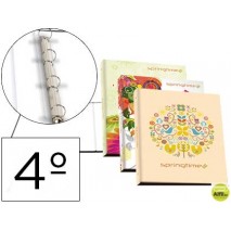 CARPETA LIDERPAPEL 4 ANILLAS 25MM REDONDAS CARTON FORRADO CUARTO FANTASIA SPRING TIME