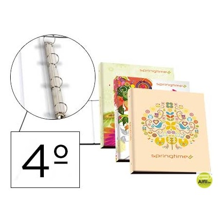 CARPETA LIDERPAPEL 4 ANILLAS 25MM REDONDAS CARTON FORRADO CUARTO FANTASIA SPRING TIME