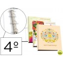 CARPETA LIDERPAPEL 4 ANILLAS 25MM REDONDAS CARTON FORRADO CUARTO FANTASIA SPRING TIME