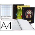 CARPETA LIDERPAPEL DIN A4 FORRADA CON RECAMBIO 120 HOJAS70 GR. 5MM 4AN. REDONDAS 20MM CIERRE GOMA FA