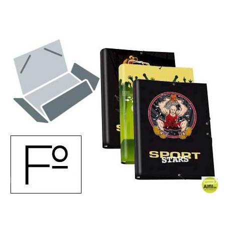 CARPETA LIDERPAPEL GOMAS SOLAPAS FOLIO TRES SOLAPAS FANTASIA SPORT STARS