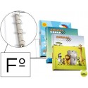 CARPETA LIDERPAPEL 4 ANILLAS 25MM REDONDAS CARTON FORRADO FOLIO FANTASIA ANIMAL WORLD