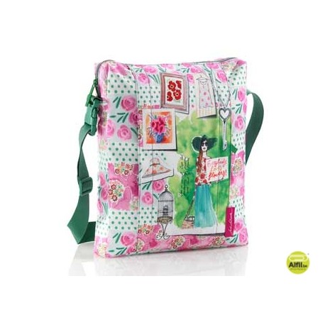 CARTERA ESCOLAR MIQUELRIUS JORDI LABANDA FLOWERS BOLSO BANDOLERA VERTICAL 31X37X5CM