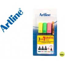 ROTULADOR ARTLINE FLUORESCENTE EK-660 BLISTER DE 3 UNIDADES + 1 BOLIGRAFO SERIE 7000 SIN CARGO