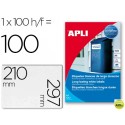 ETIQUETAS ADHESIVAS APLI 12121 TAMAÑO 210X297 MM POLIESTER RESISTENTE A LA INTERPERIE IMPRESION LASE