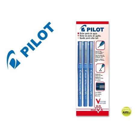 ROTULADOR PILOT PUNTA AGUJA V-5 AZUL 0.5 MM BLISTER DE 3 UNIDADES-M