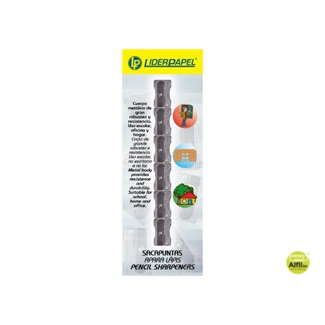 SACAPUNTAS Q-CONNECT METALICO -UN USO -CU¾A -BLISTER DE 6 UNIDADES