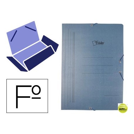 CARPETA LIDERPAPEL GOMAS CARTON AZUL LP SOLAPAS FOLIO -PERSONALIZADA FOLDER