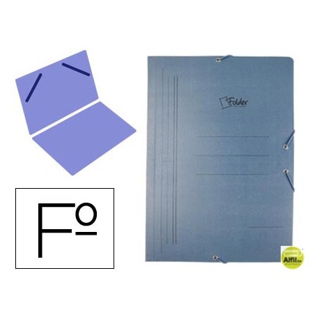 CARPETA LIDERPAPEL GOMAS CARTON AZUL LP SENCILLA FOLIO -PERSONALIZADA FOLDER