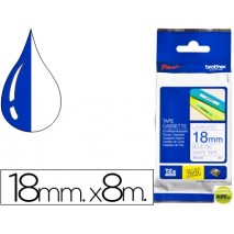 CINTA BROTHER TZE-243 LAMINADAAZUL-BLANCO 18 MM 8MTS
