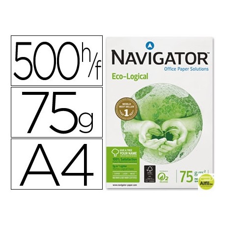 PAPEL FOTOCOPIADORA NAVIGATOR ECO LOGICAL DIN A4 75 GRAMOS -PAQUETE DE 500 HOJAS