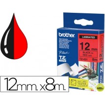 CINTA BROTHER TZ-431 LAMINADA NEGRO-ROJO 12MM X 8MTS