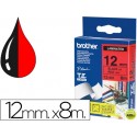 CINTA BROTHER TZ-431 LAMINADA NEGRO-ROJO 12MM X 8MTS