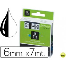 CINTA DYMO NEGRO-BLANCO 6MM X 7MT D1