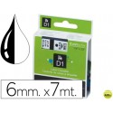 CINTA DYMO NEGRO-BLANCO 6MM X 7MT D1