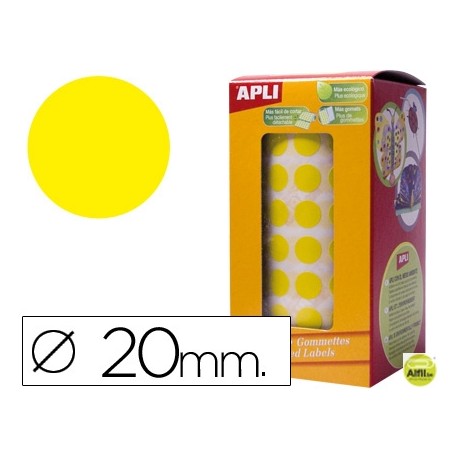 GOMETS AUTOADHESIVOS CIRCULARES 20 MM AMARILLO EN ROLLO