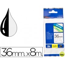 CINTA BROTHER TZE-161 NEGRA-TRANSPARENTE 8MTS 36MM