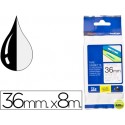 CINTA BROTHER TZE-161 NEGRA-TRANSPARENTE 8MTS 36MM