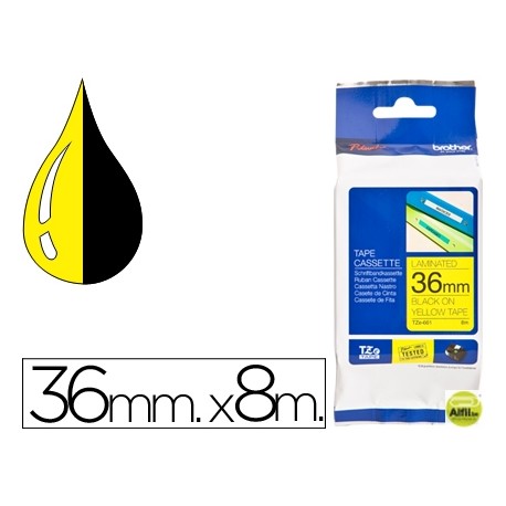 CINTA BROTHER TZE-661 AMARILLO-NEGRO 36MM LONGITUD 8MT