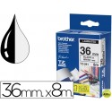 CINTA BROTHER TZ-261 BLANCO-NEGRO 36MM LONGITUD 8 MT