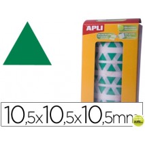 GOMETS AUTOADHESIVOS TRIANGULARES 10,5X10,5X10,5 MM VERDE EN ROLLO