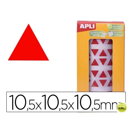 GOMETS AUTOADHESIVOS TRIANGULARES 10,5X10,5X10,5 MM ROJO EN ROLLO