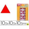 GOMETS AUTOADHESIVOS TRIANGULARES 10,5X10,5X10,5 MM ROJO EN ROLLO
