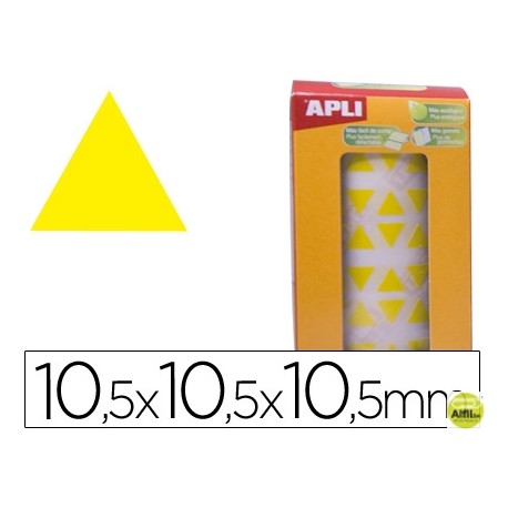 GOMETS AUTOADHESIVOS TRIANGULARES 10,5X10,5X10,5 MM AMARILLO EN ROLLO