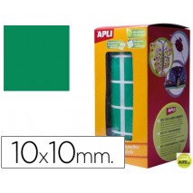 GOMETS AUTOADHESIVOS CUADRADAS 10X10 MM VERDE EN ROLLO