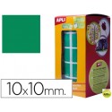 GOMETS AUTOADHESIVOS CUADRADAS 10X10 MM VERDE EN ROLLO