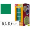 GOMETS AUTOADHESIVOS CUADRADAS 10X10 MM VERDE EN ROLLO
