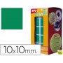 GOMETS AUTOADHESIVOS CUADRADAS 10X10 MM VERDE EN ROLLO