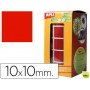GOMETS AUTOADHESIVOS CUADRADAS 10X10 MM ROJO EN ROLLO
