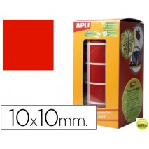 GOMETS AUTOADHESIVOS CUADRADAS 10X10 MM ROJO EN ROLLO