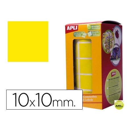 GOMETS AUTOADHESIVOS CUADRADAS 10X10 MM AMARILLO EN ROLLO
