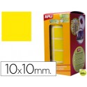 GOMETS AUTOADHESIVOS CUADRADAS 10X10 MM AMARILLO EN ROLLO
