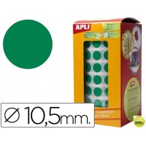 GOMETS AUTOADHESIVOS CIRCULARES 10,5MM VERDE EN ROLLO