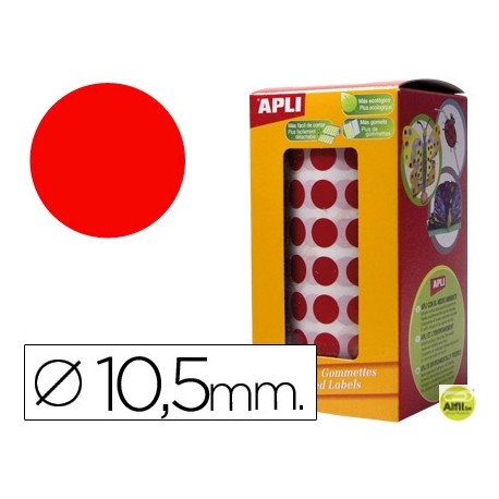GOMETS AUTOADHESIVOS CIRCULARES 10,5 MM ROJO EN ROLLO