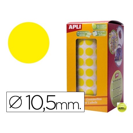 GOMETS AUTOADHESIVOS CIRCULARES 10,5MM AMARILLO EN ROLLO