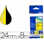 CINTA BROTHER TZE-651 AMARILLO/NEGRO 24MM LONGITUD DE 8MTS