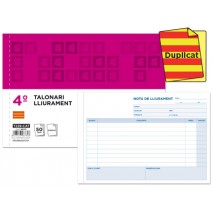TALONARIO LIDERPAPEL ENTREGAS CUARTO ORIGINAL T129 APAISADO TEXTO EN CATALAN