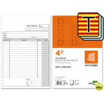 TALONARIO LIDERPAPEL FACTURAS CUARTO ORIGINAL Y 2 COPIAS T316 CON I.V.A. TEXTO EN CATALAN