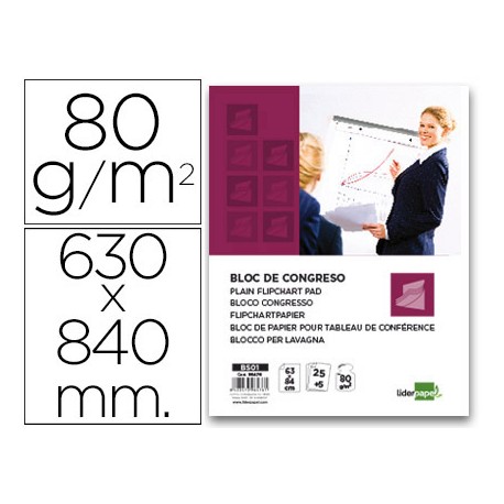 BLOC CONGRESOS LIDERPAPEL LISO 63X84CM 25+5 HOJAS 80G/M2