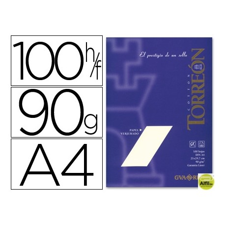 PAPEL TORREON AHUESADO A4 90 GRS. PAQUETE DE 100