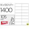 ETIQUETA ADHESIVA APLI 1277 TAMAÑO 105X42.4 MM -FOTOCOPIADORA -LASER E INKJET-CAJA CON 1400 ETIQUETA
