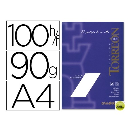 PAPEL TORREON BLANCO CREMA A4 90 GRS. PAQUETE DE 100