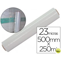 FILM EXTENSIBLE MANUAL BOBINA -ANCHO 500 MM. -LARGO 250 MT ESPESOR 23 MICRAS TRANSPARENTE