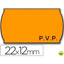 ETIQUETAS METO ONDULADAS 22 X 12 MM PVP REMOVIBLE FN. -FLUOR NARANJA -ROLLO 1500 ETIQUETAS