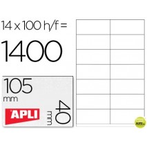 ETIQUETA ADHESIVA APLI 1275 TAMAÑO 105X40 MM -FOTOCOPIADORA -LASER -INK-JET-CAJA CON 1400 ETIQUETAS